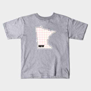 USA States: Minnesota (pink plaid) Kids T-Shirt